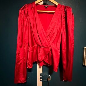 Express NWOT Elegant Red Wrap Top